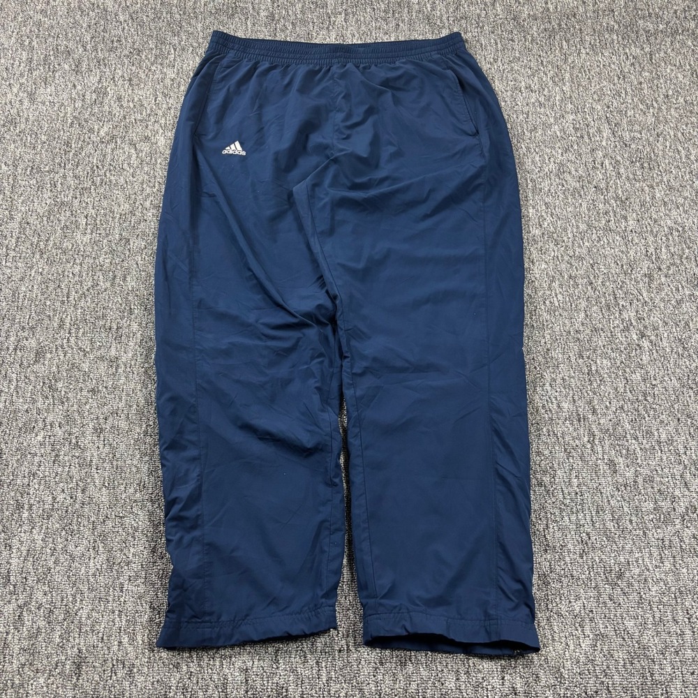 Y2K 2000s Adidas Embroidered Baggy Climalite Navy Blue Nylon Track Pants XL